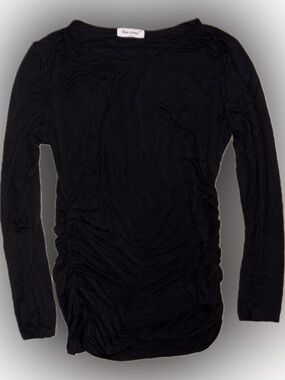 Bearsland Maternity Black Long-Sleeve Ruched Side Tee